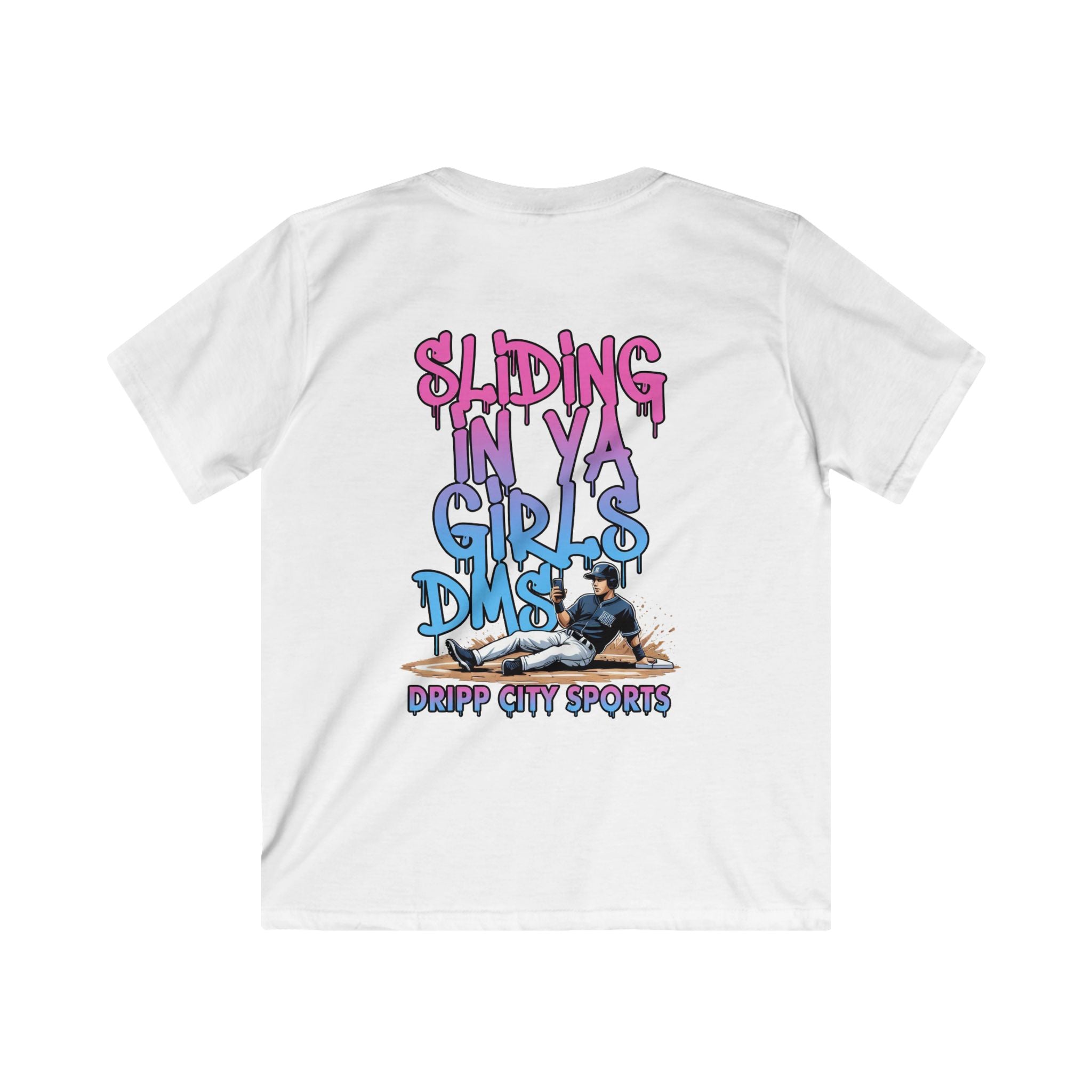 Kids Tee — "Sliding in Ya Girl's DMs" Dripp City Sports Graphic Shirt