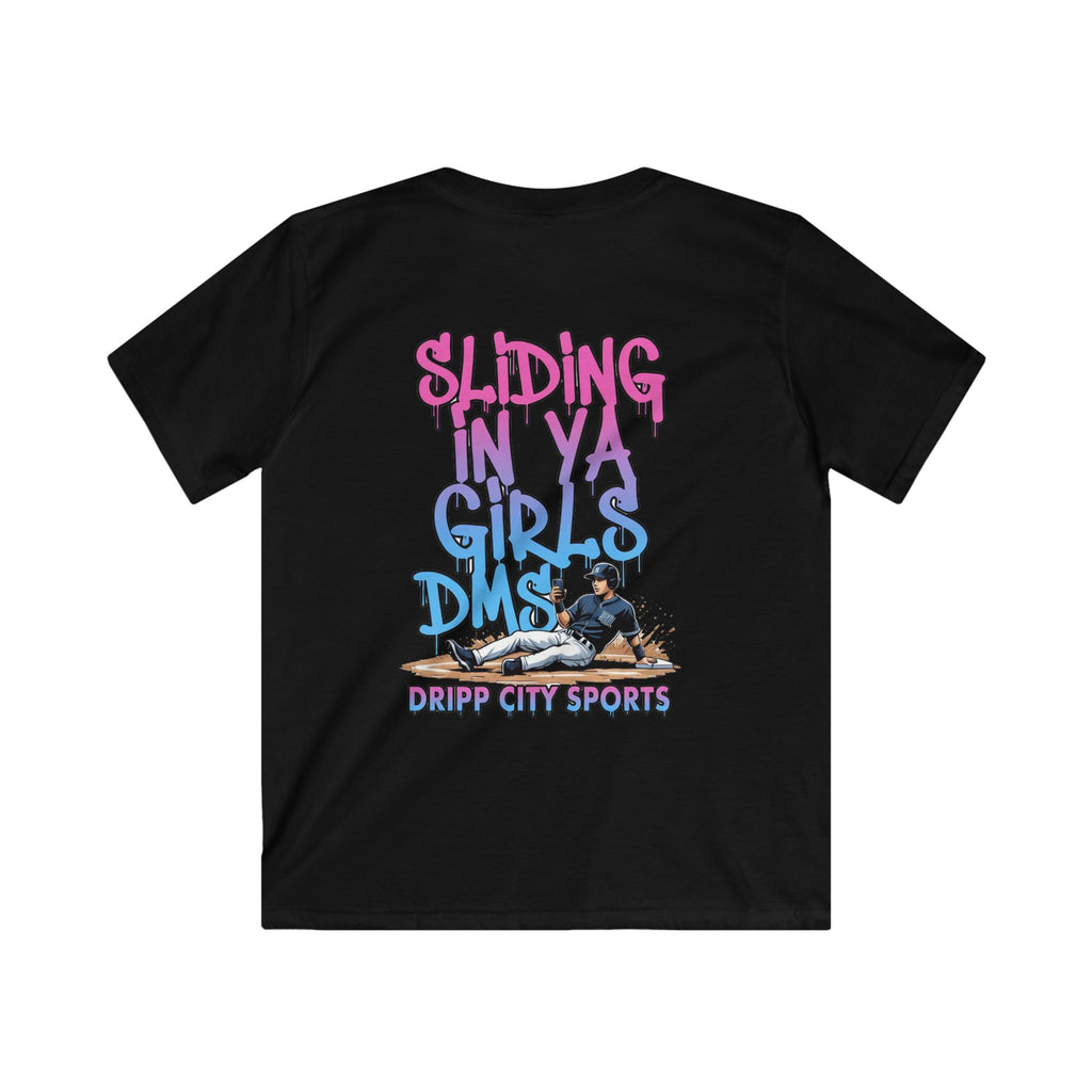 Kids Tee — "Sliding in Ya Girl's DMs" Dripp City Sports Graphic Shirt