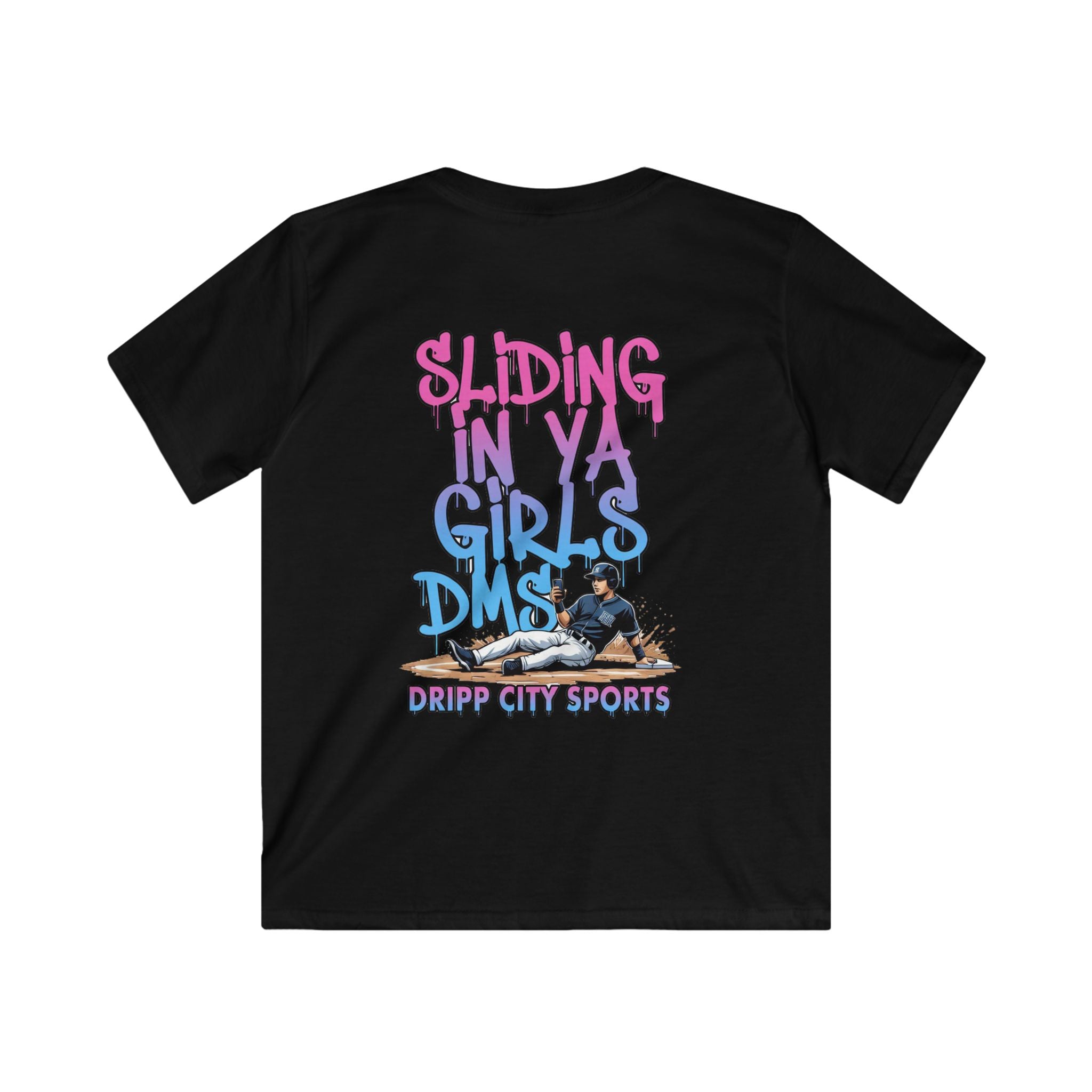 Kids Tee — "Sliding in Ya Girl's DMs" Dripp City Sports Graphic Shirt