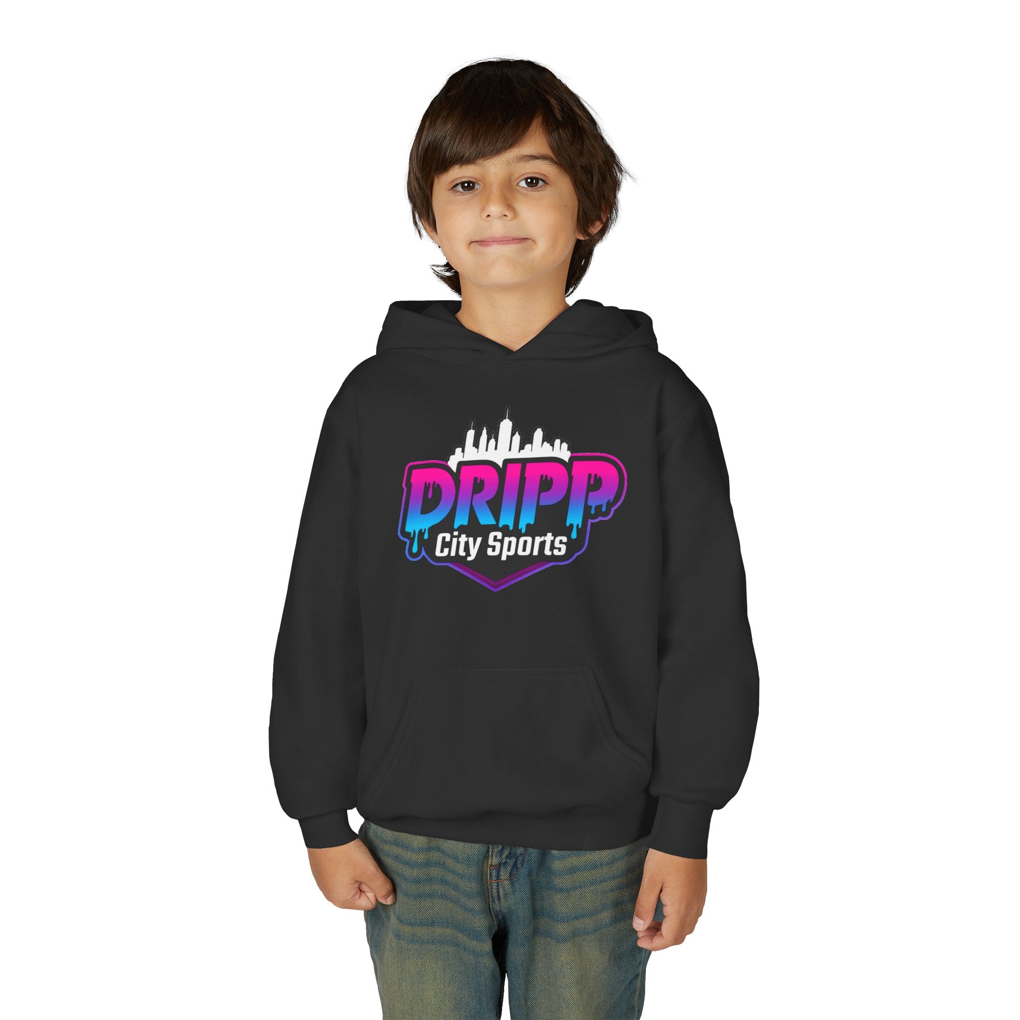 Dripp City Sports Youth Hoodie — Neon Graffiti Streetwear for Kids
