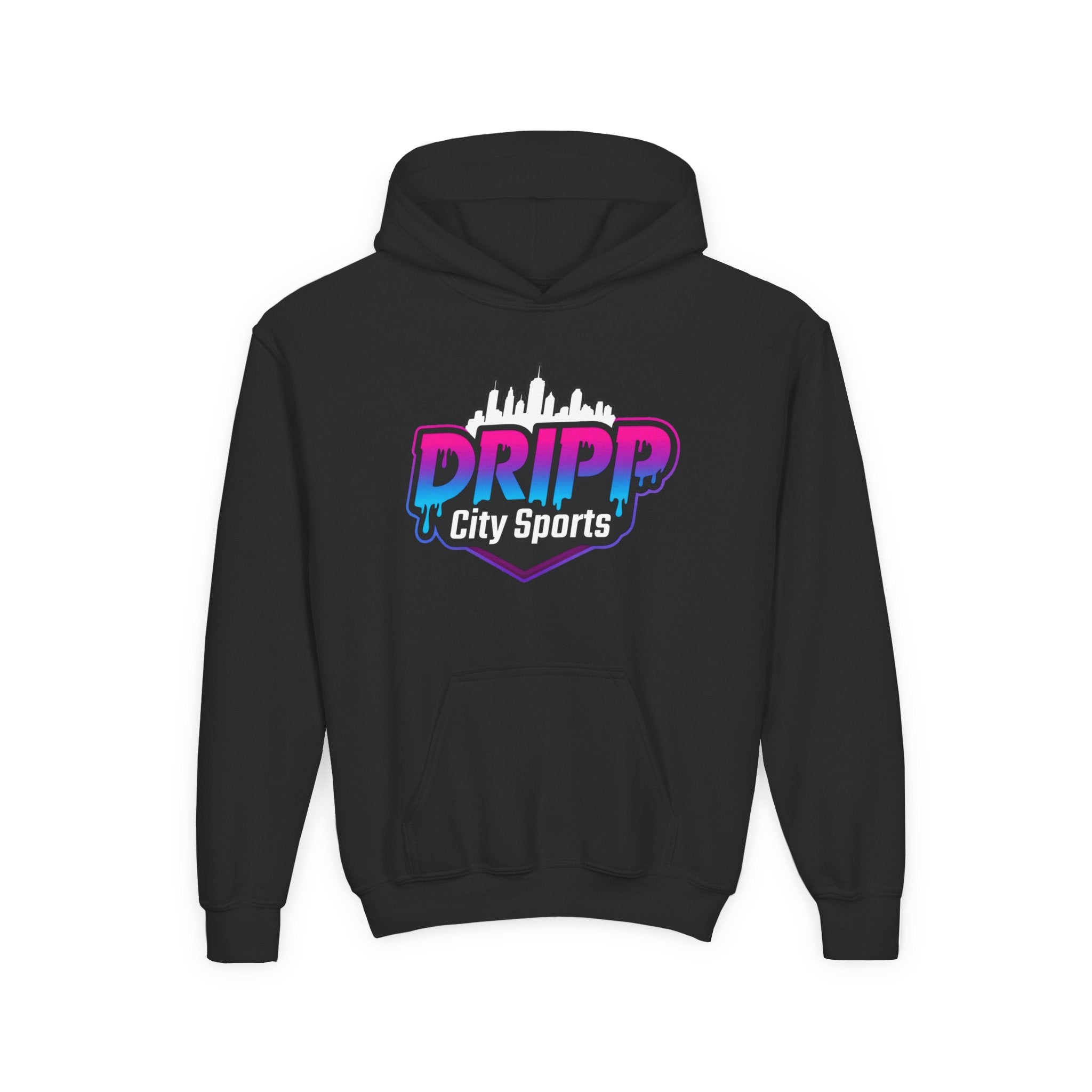 Dripp City Sports Youth Hoodie — Neon Graffiti Streetwear for Kids