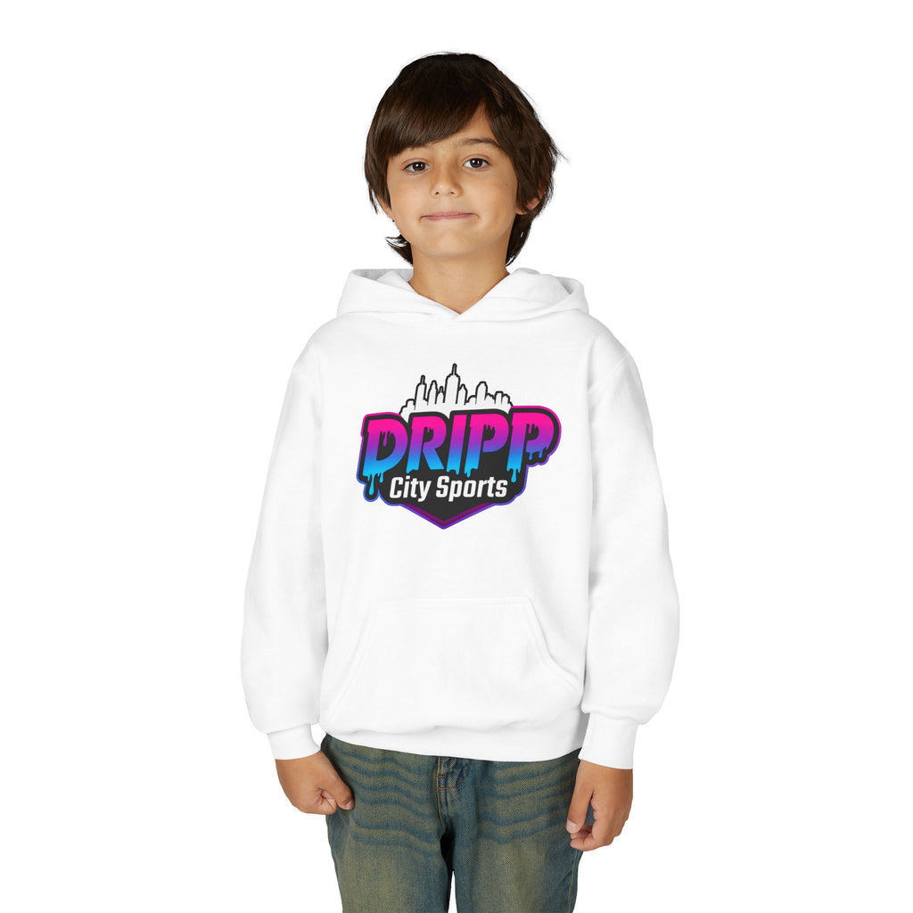 Dripp City Sports Youth Hoodie — Neon Graffiti Streetwear for Kids