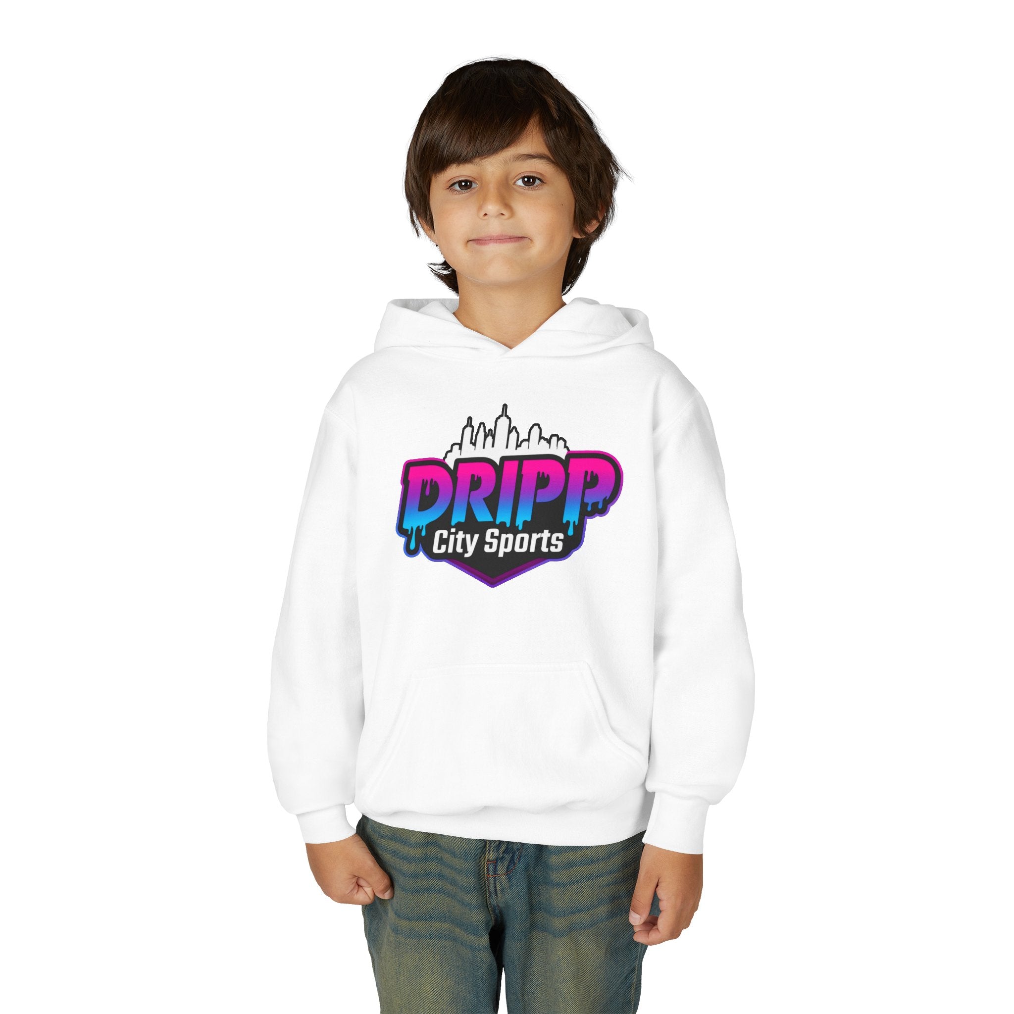 Dripp City Sports Youth Hoodie — Neon Graffiti Streetwear for Kids