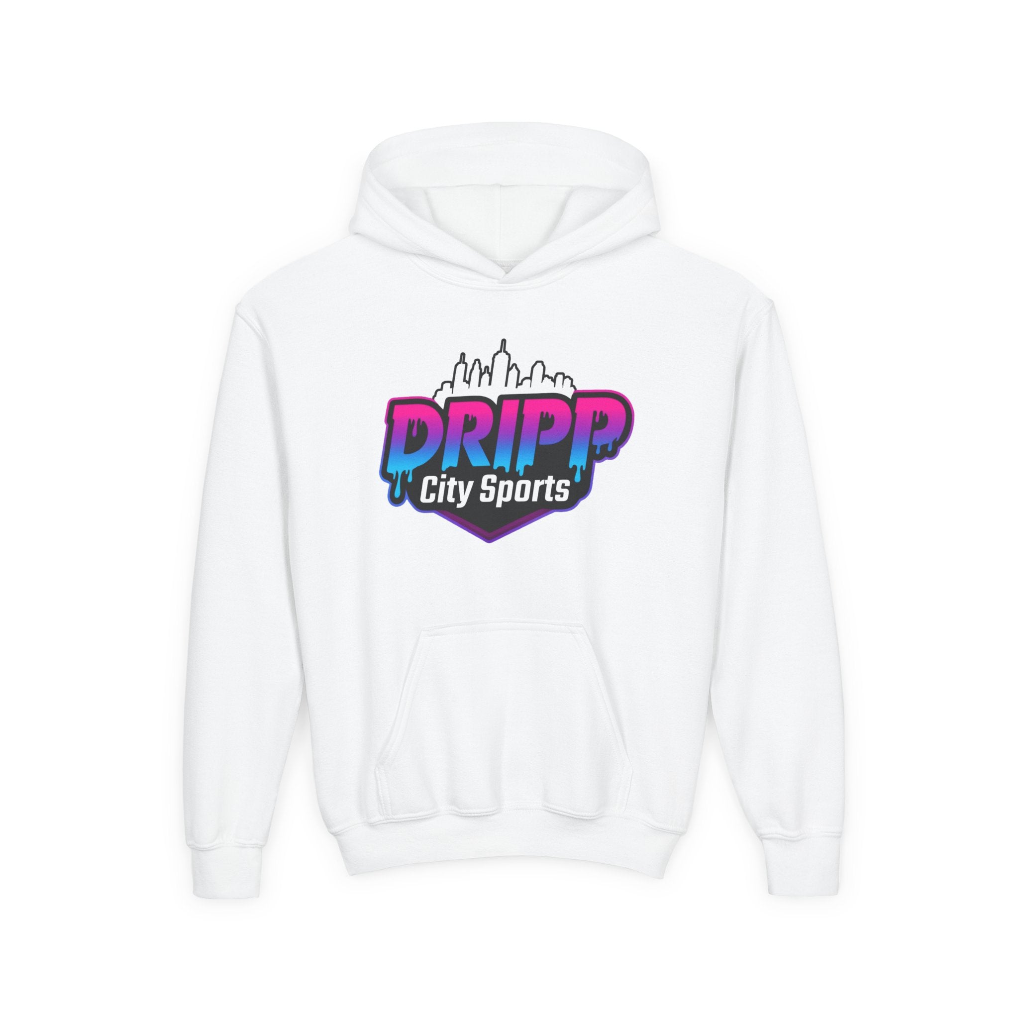Dripp City Sports Youth Hoodie — Neon Graffiti Streetwear for Kids