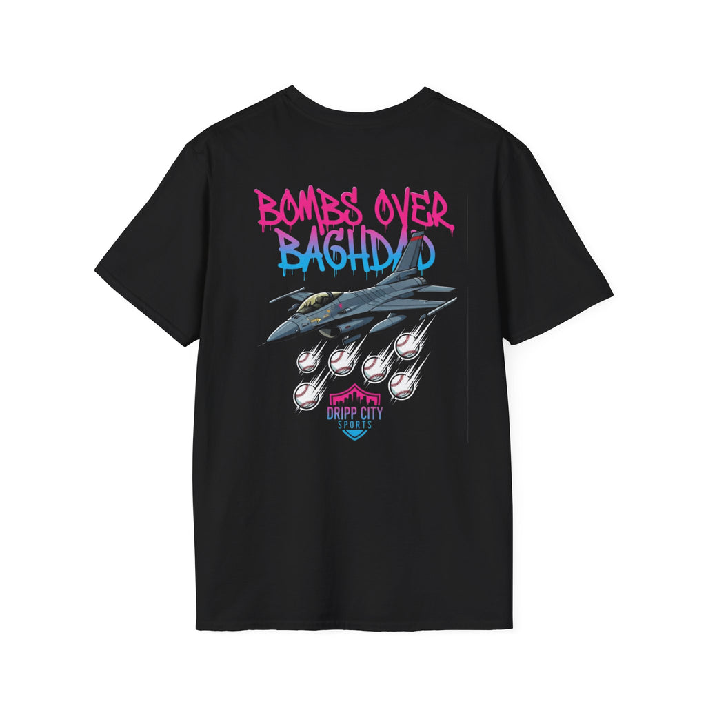 T-Shirt — "Drip City Sports Club" "Bombs Over Baghdad" Graphic Tee